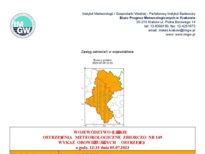 Ostrzeżenie meterologiczne - zdjęcie1