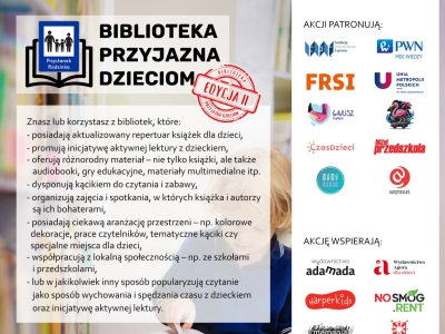 Daj szansę Waszej Bibliotece! Ostatni moment na zgłoszenia w Akcji 'Biblioteka Przyjazna Dzieciom'! - zdjęcie1