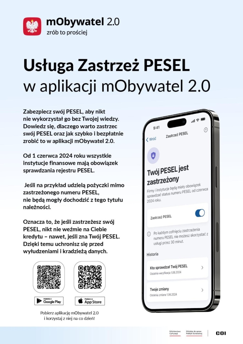 Usługa Zastrzeż PESEL 