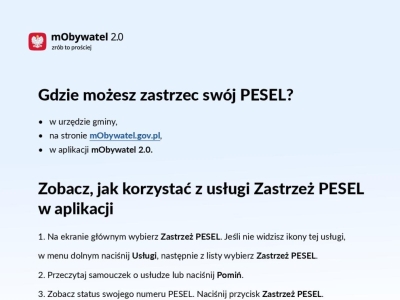 Usługa Zastrzeż PESEL  - zdjęcie1