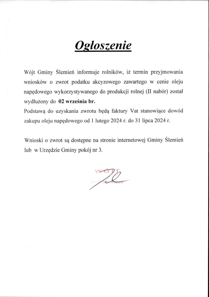 OGŁOSZENIE