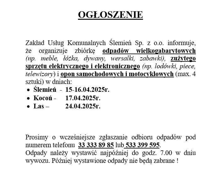 OGŁOSZENIE
