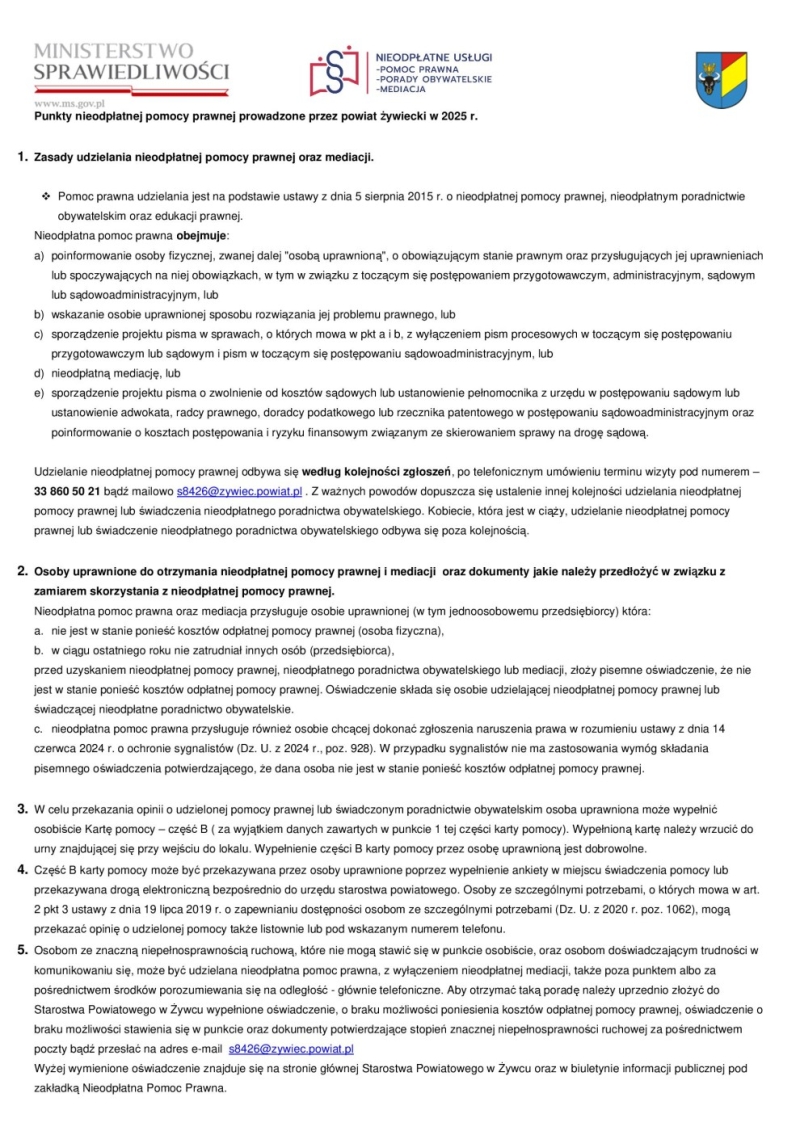 LISTA JEDNOSTEK NIEODPŁATNEGO PORADNICTWA