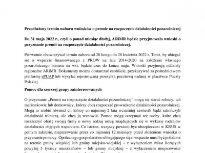 Przedłużony termin naboru wniosków o premie na rozpoczęcie działalności pozarolniczej - zdjęcie1