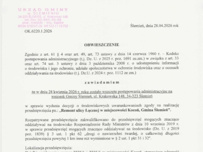 Obwieszczenie o wszczęciu postępowania administracyjnego w sprawie wydania decyzji o środowiskowych uwarunkowaniach - zdjęcie1