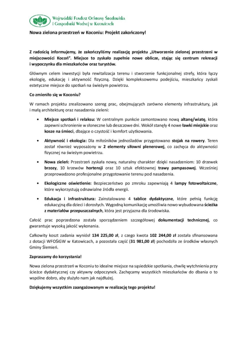 Nowa zielona przestrzeń w Koconiu: Projekt zakończony!