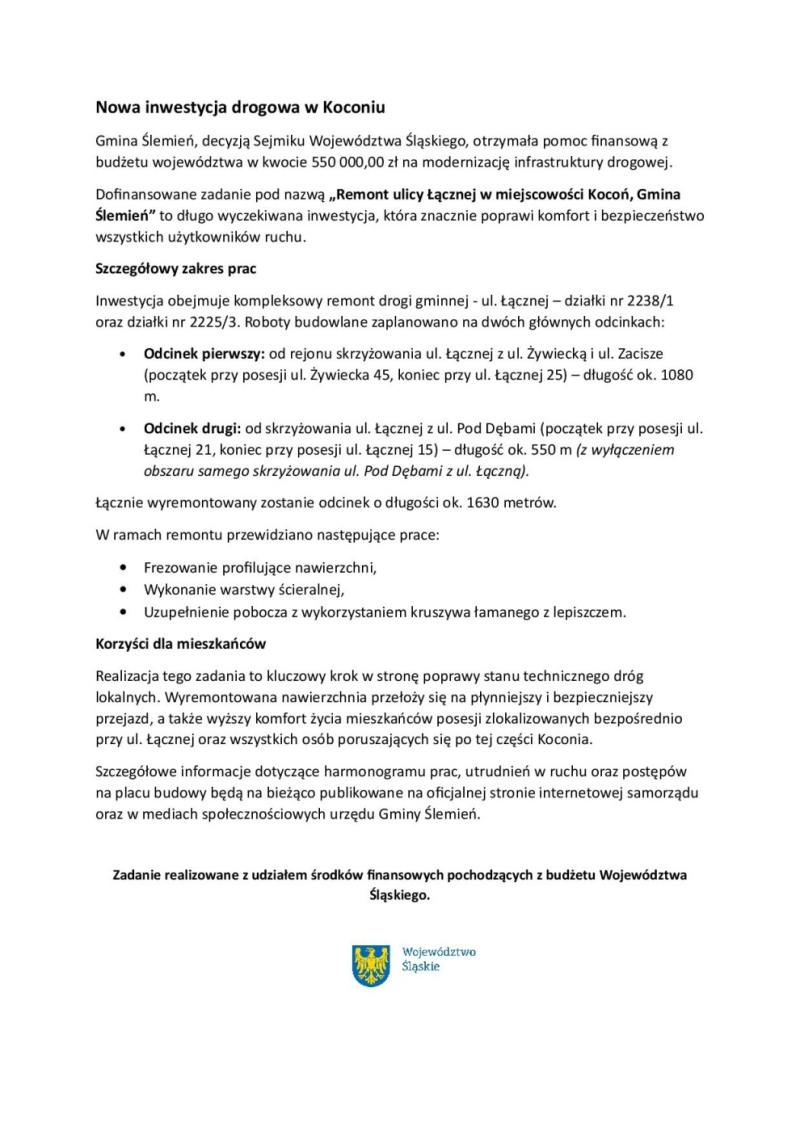 Nowa Inwestycja Drogowa w Koconiu 