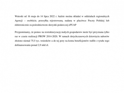 Restrukturyzacja małych gospodarstw: niebawem start naboru - zdjęcie2